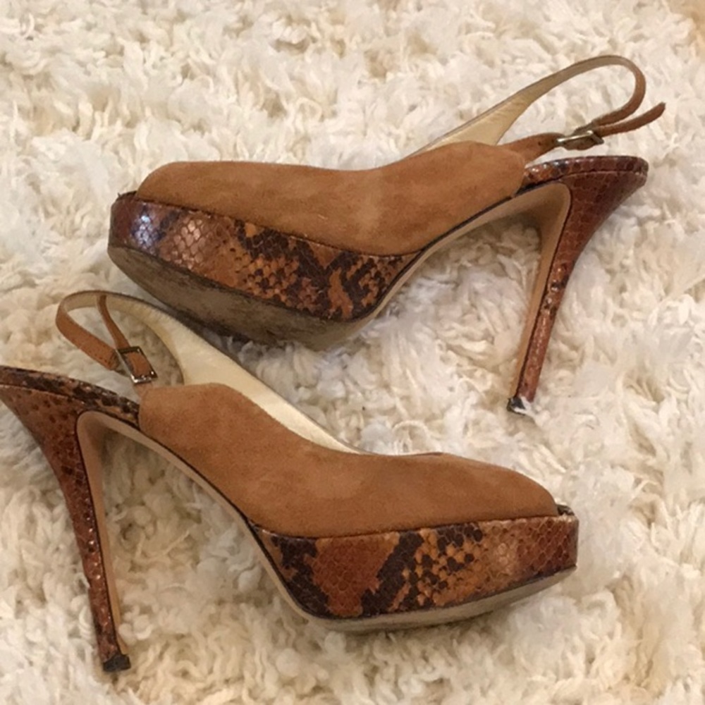 Bettye Muller snakeskin suede stilettos